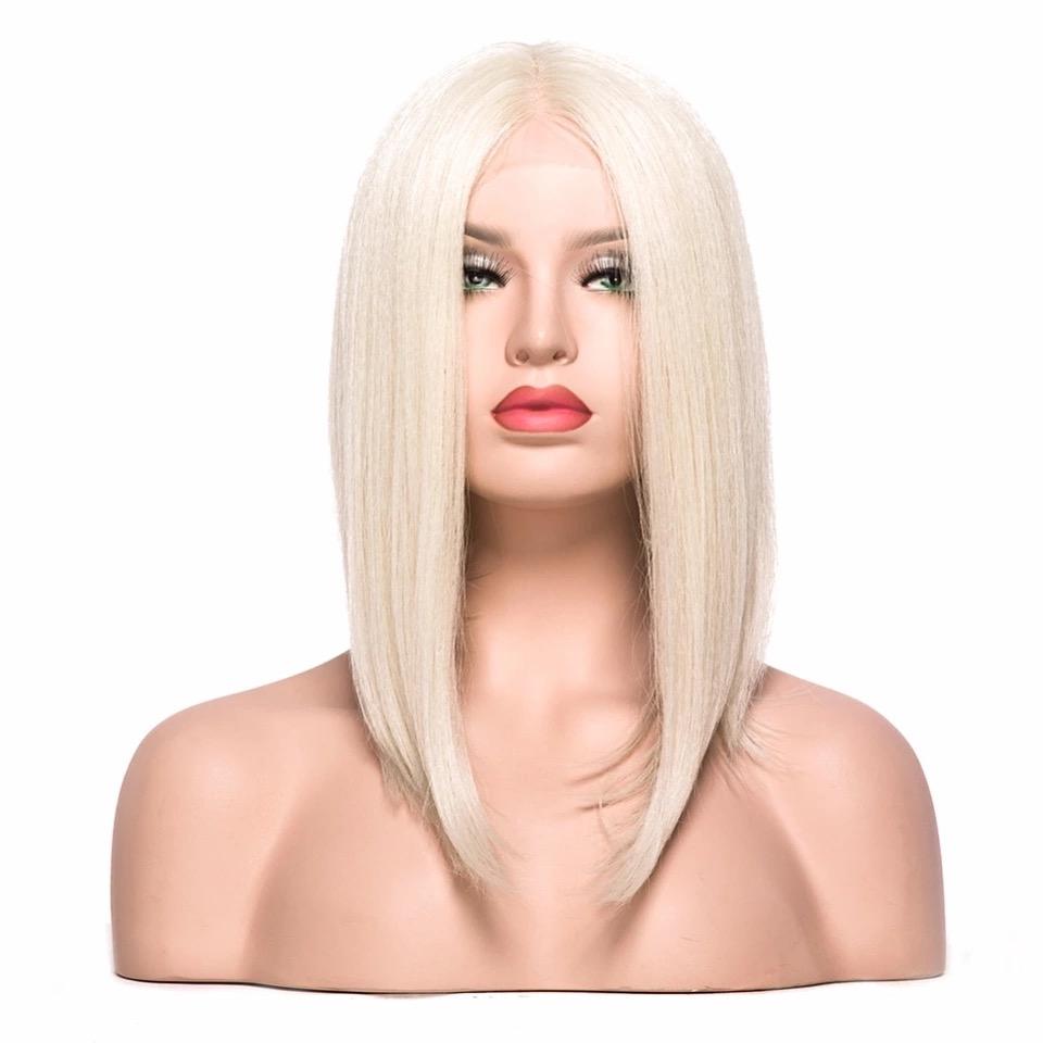 Load image into Gallery viewer, April Platinum Bob Synthetic Lace Front Wig 12&quot;