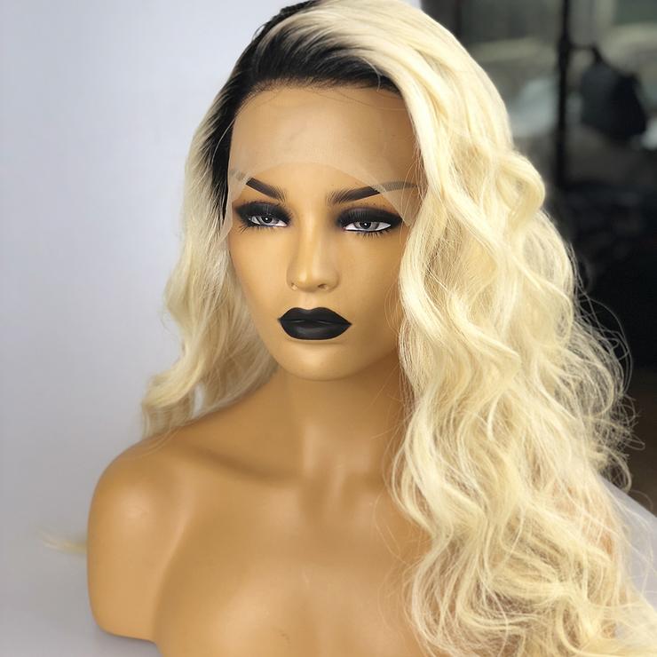 Load image into Gallery viewer, Custom black root/icey white blonde full lace wig 24&quot;