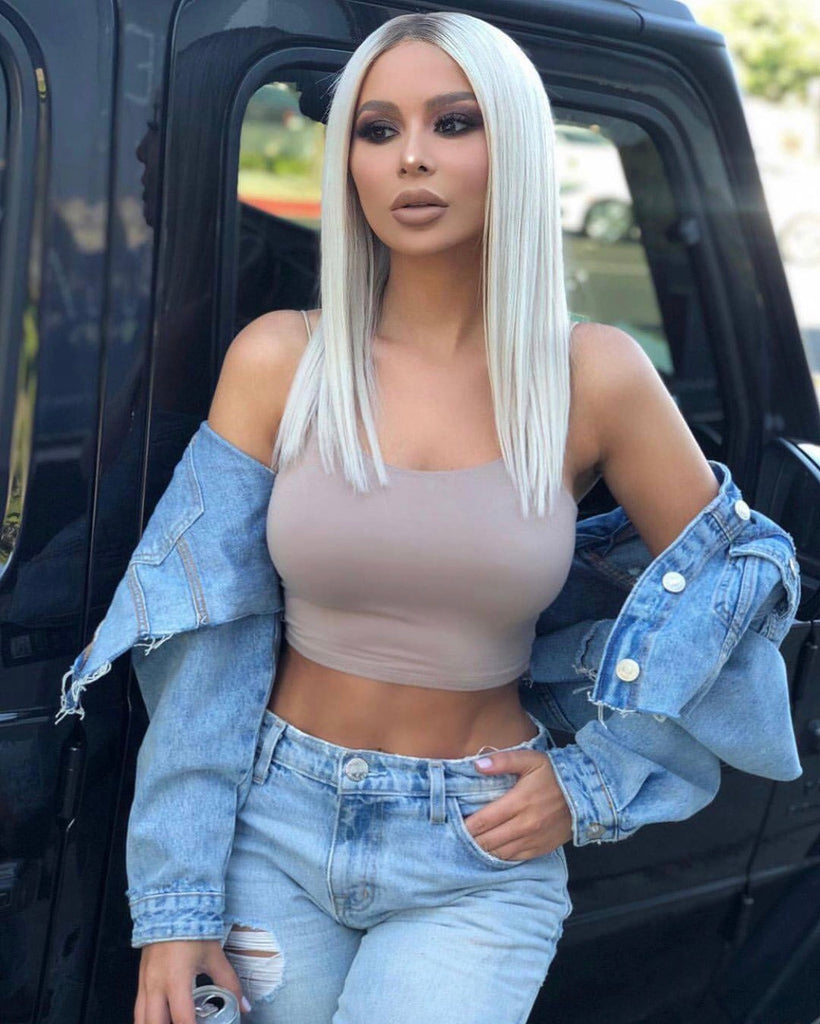 Load image into Gallery viewer, Custom Dark root/Icey Blonde 14&quot; lace front wig BACK IN STOCK