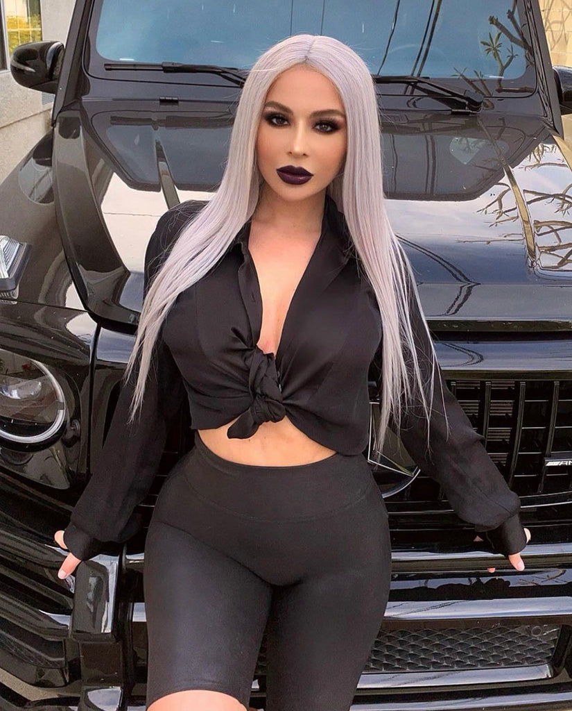 Load image into Gallery viewer, Custom Grey Blonde Human Hair Lace Front Wig 22”